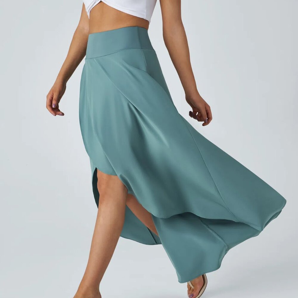 Halara Breezeful High Waisted Maxi Skirt, skort, High Low, Medium, Stone Blue